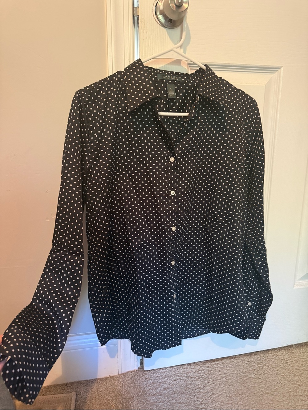 Ralph Lauren Polka Dot Button-Up Shirt - Black